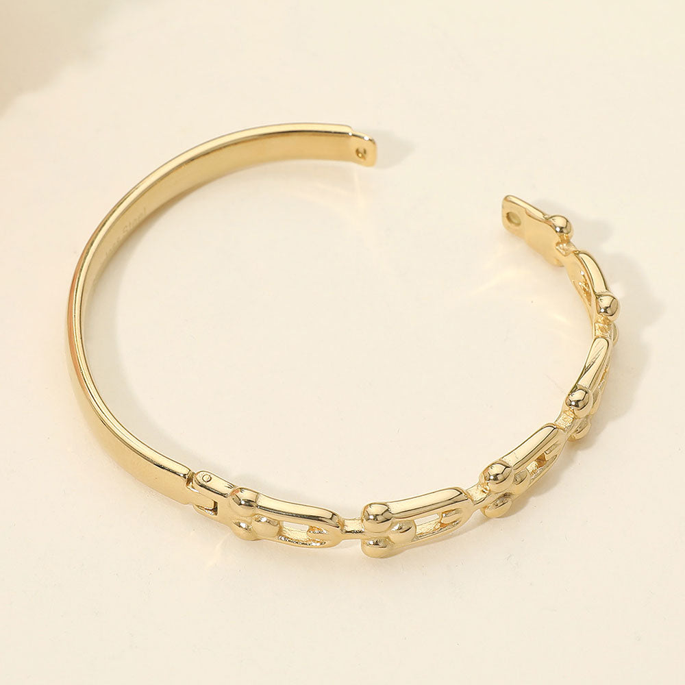 Madeline Love Gold Stainless Steel Industrial Link Hinged Bangle Bracelet - Bracelets - extra