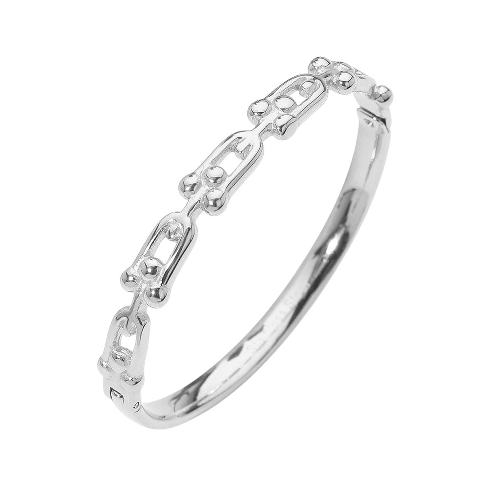 Madeline Love Silver Stainless Steel Industrial Link Hinged Bangle Bracelet - Bracelets - desc