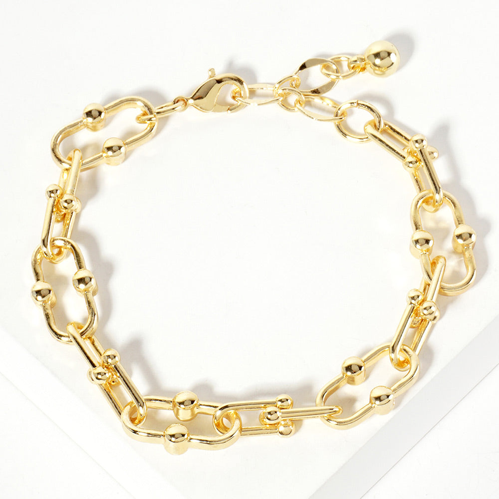 Madeline Love Gold Gold Dipped Bead Pointed Oval Link Chain Bracelet
