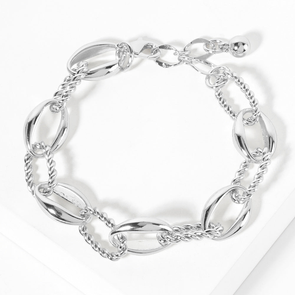Madeline Love Rhodium White Gold Dipped Rope Ring Link Chain Bracelet