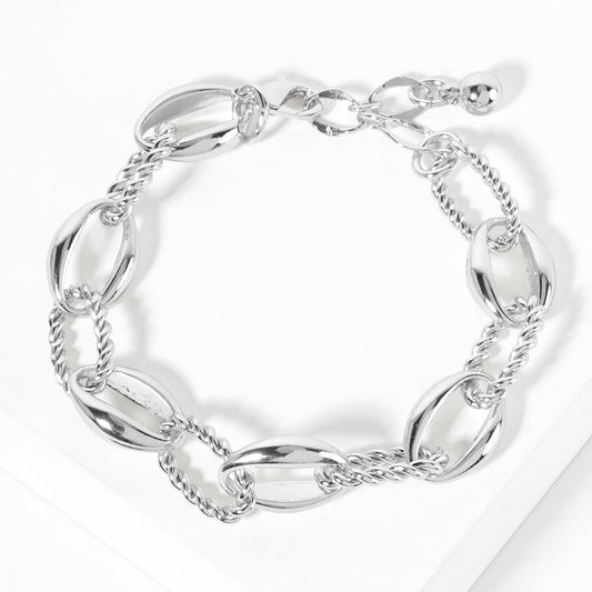 Madeline Love Rhodium White Gold Dipped Rope Ring Link Chain Bracelet