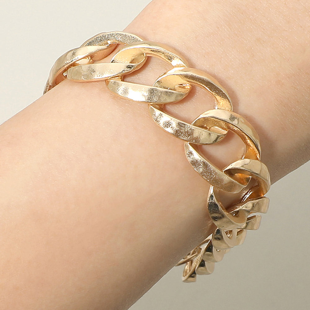 Madeline Love Worn Gold Bold Chunk Chain Link Bracelet - Bracelets