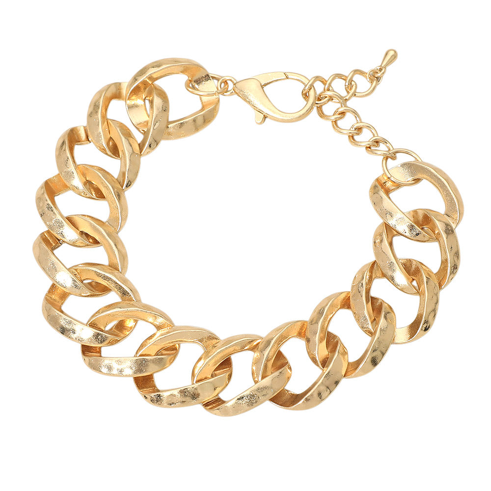 Madeline Love Worn Gold Bold Chunk Chain Link Bracelet - Bracelets - extra