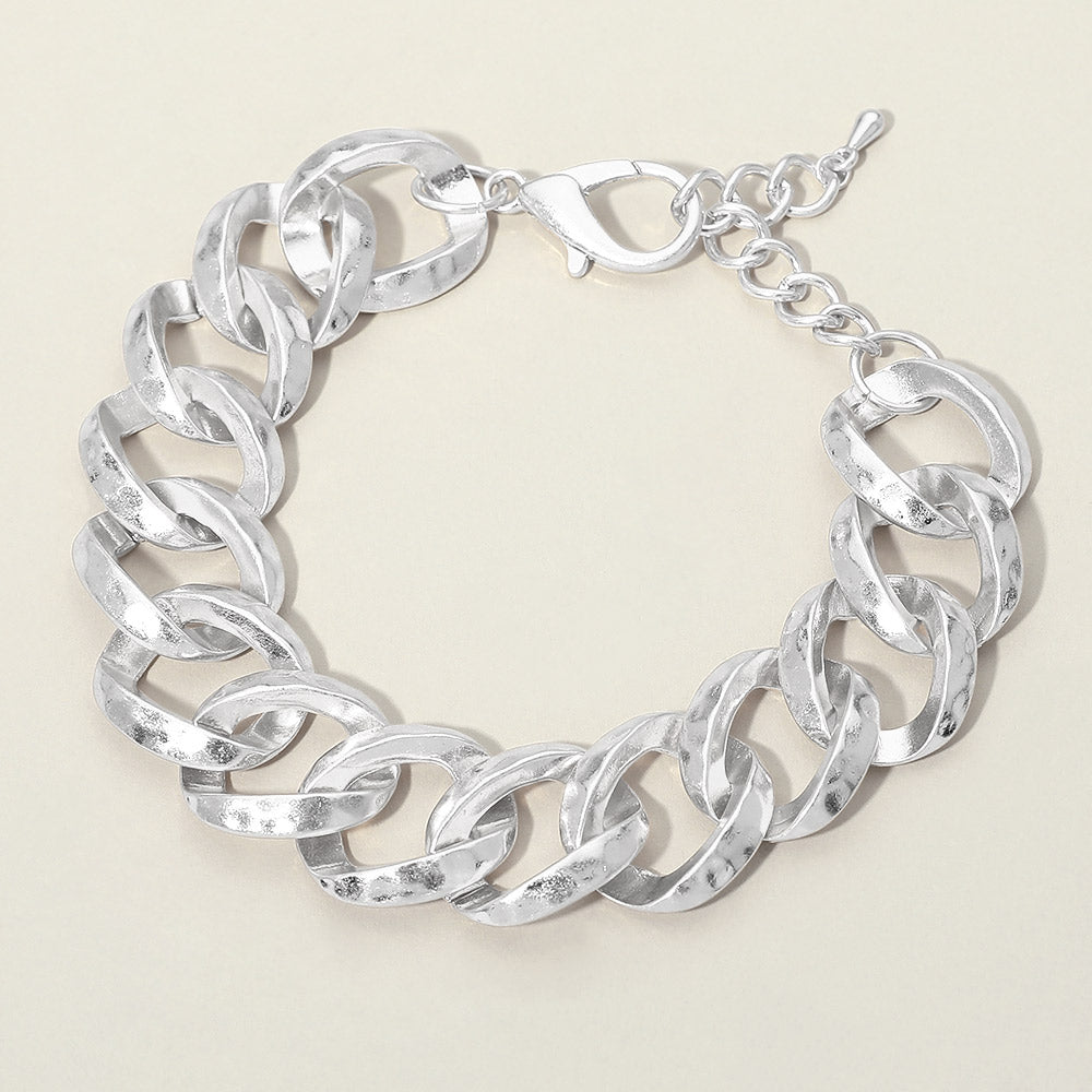 Madeline Love Worn Silver Bold Chunk Chain Link Bracelet - Bracelets