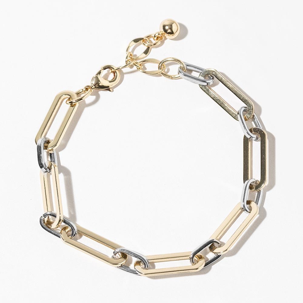Madeline Love Two Tone Gold Dipped Two Tone Paperclip Chain Link Chain Bracelet
