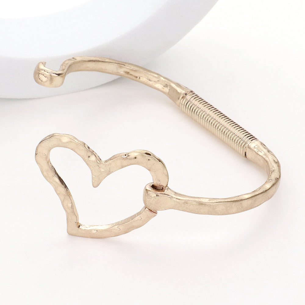 Hammered Metal Heart Hook Bracelet