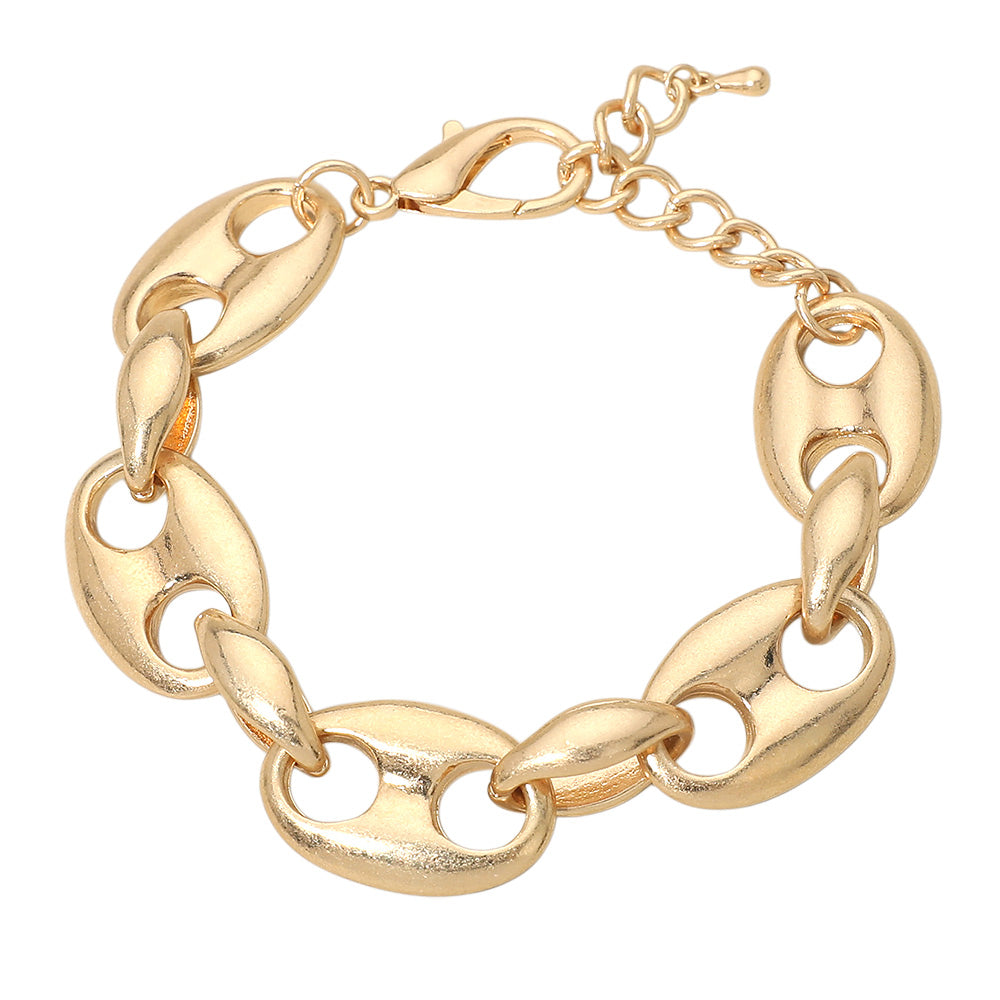 Madeline Love Worn Gold Mariner Link Chain Bracelet - Necklaces - desc