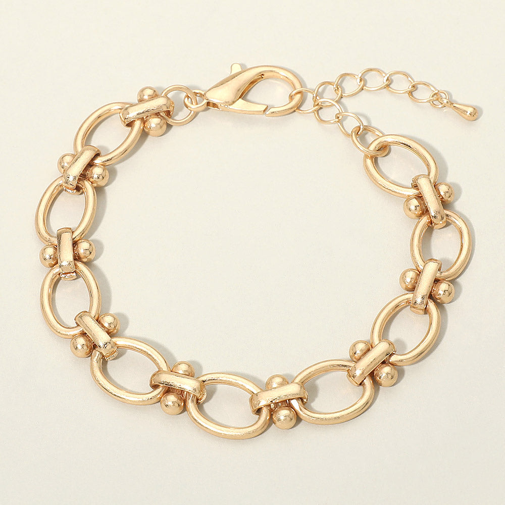 Madeline Love Worn Gold Decorative Link Chain Bracelet - Bracelets