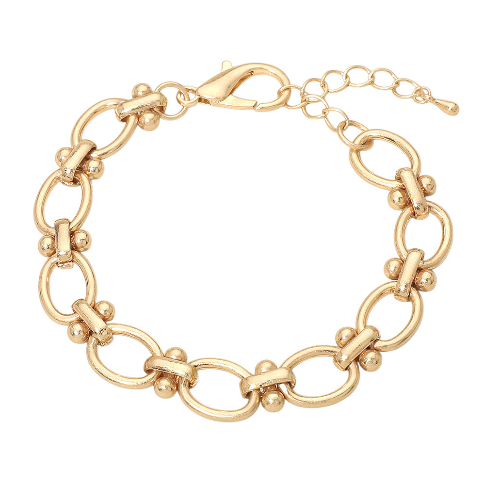 Madeline Love Worn Gold Decorative Link Chain Bracelet - Bracelets - desc