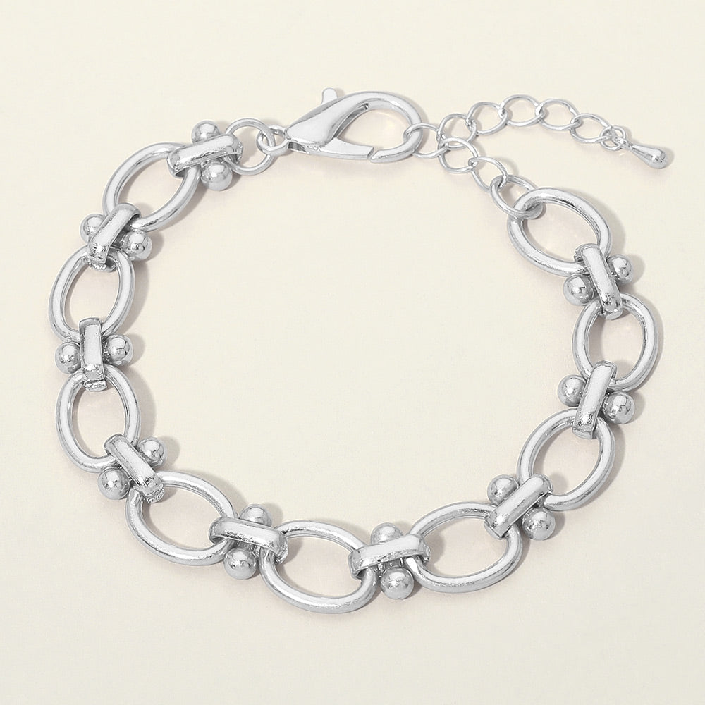 Madeline Love Worn Silver Decorative Link Chain Bracelet - Bracelets