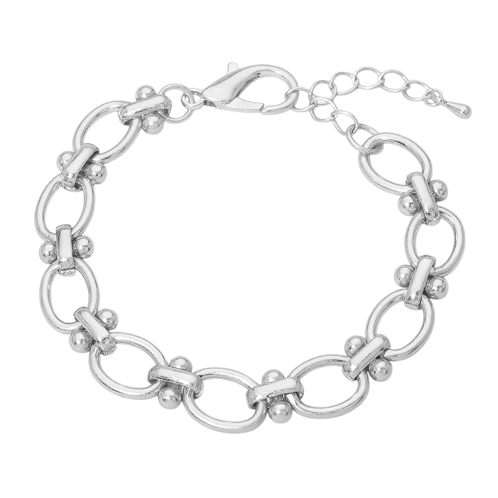 Madeline Love Worn Silver Decorative Link Chain Bracelet - Bracelets - desc