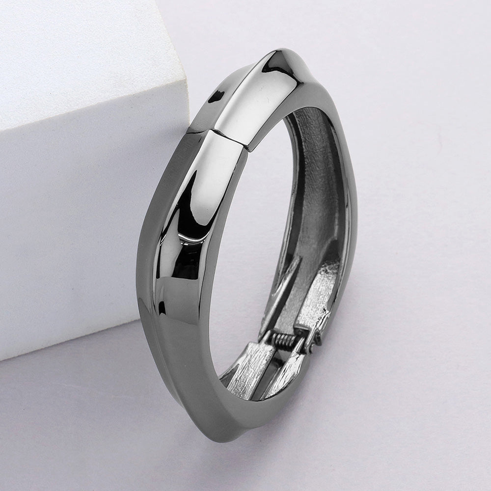Madeline Love Hematite Hinged Metal Bracelet - Bracelets