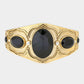 Madeline Love Gold, Jet Black Oval Stone Accented Metal Bracelet - Bracelets