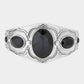 Madeline Love Jet Black, Rhodium Oval Stone Accented Metal Bracelet - Bracelets