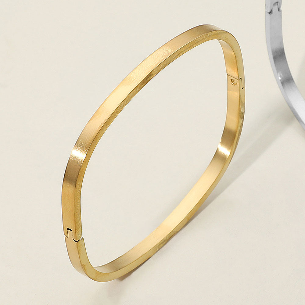 Madeline Love Gold SECRET BOX_Stainless Steel Square Hinge Bangle Bracelet - Bracelets