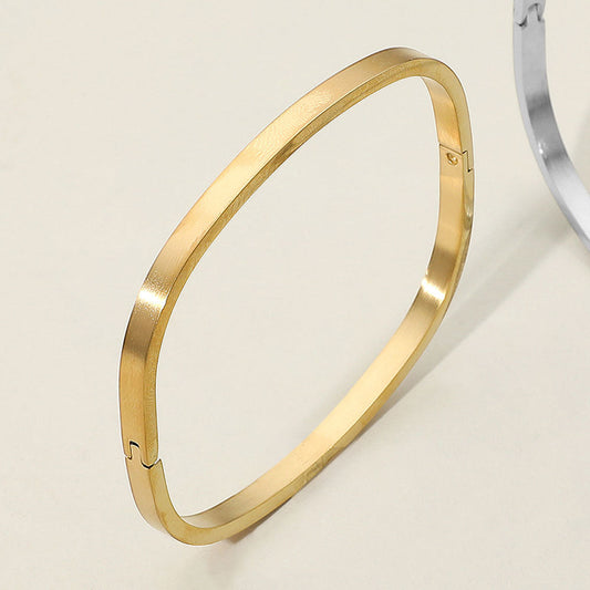 Madeline Love Gold SECRET BOX_Stainless Steel Square Hinge Bangle Bracelet - Bracelets