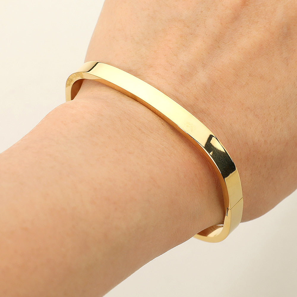 Madeline Love Gold SECRET BOX_Stainless Steel Square Hinged Bangle Bracelet - Bracelets