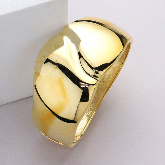 Madeline Love Gold Dome Metal Hinged Bracelet - Bracelets