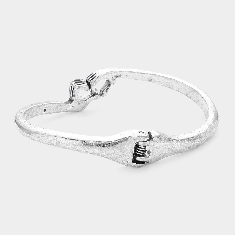 Metal Heart Hands Hinged Bracelet