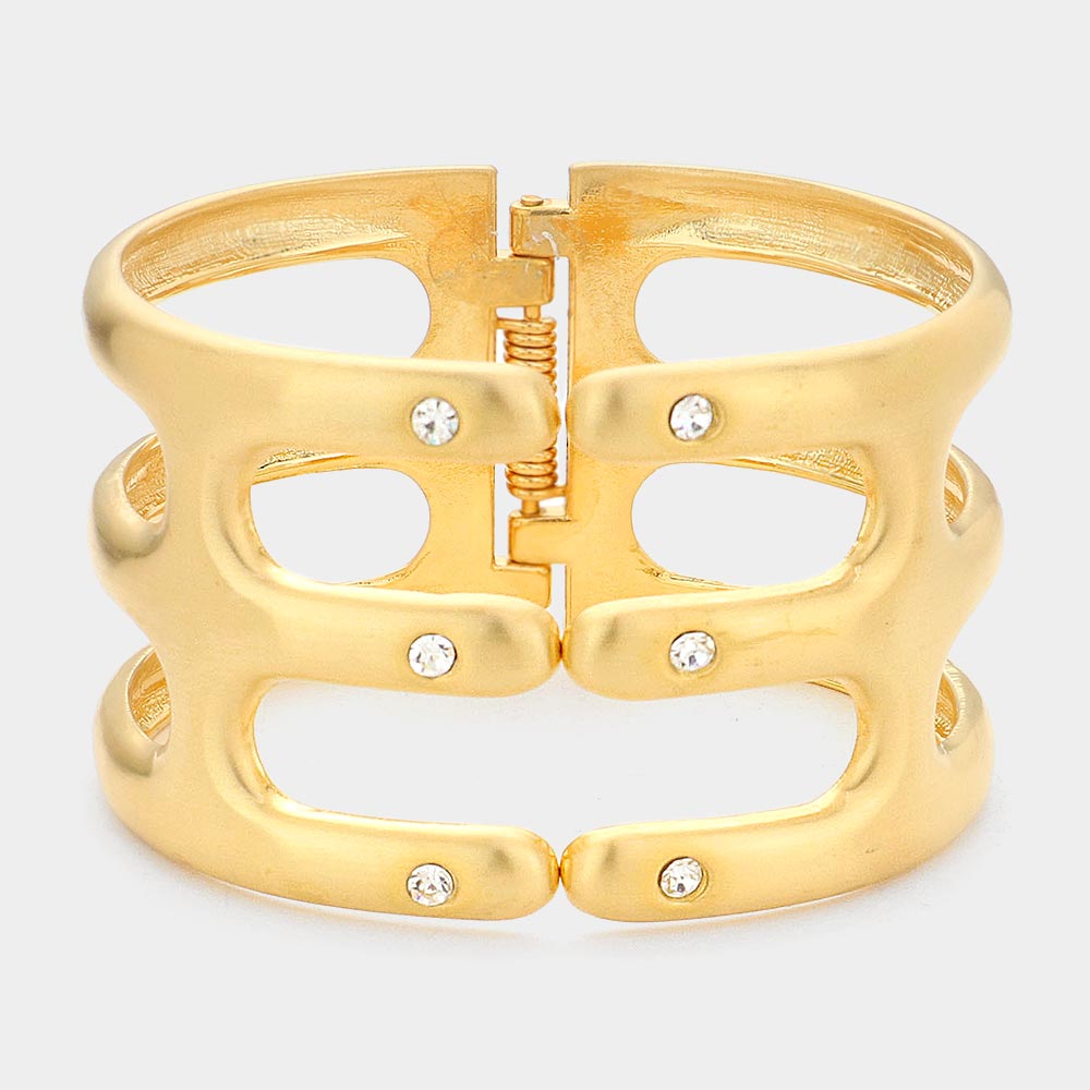 Madeline Love Matte gold Hinged Metal Bracelet - Bracelets