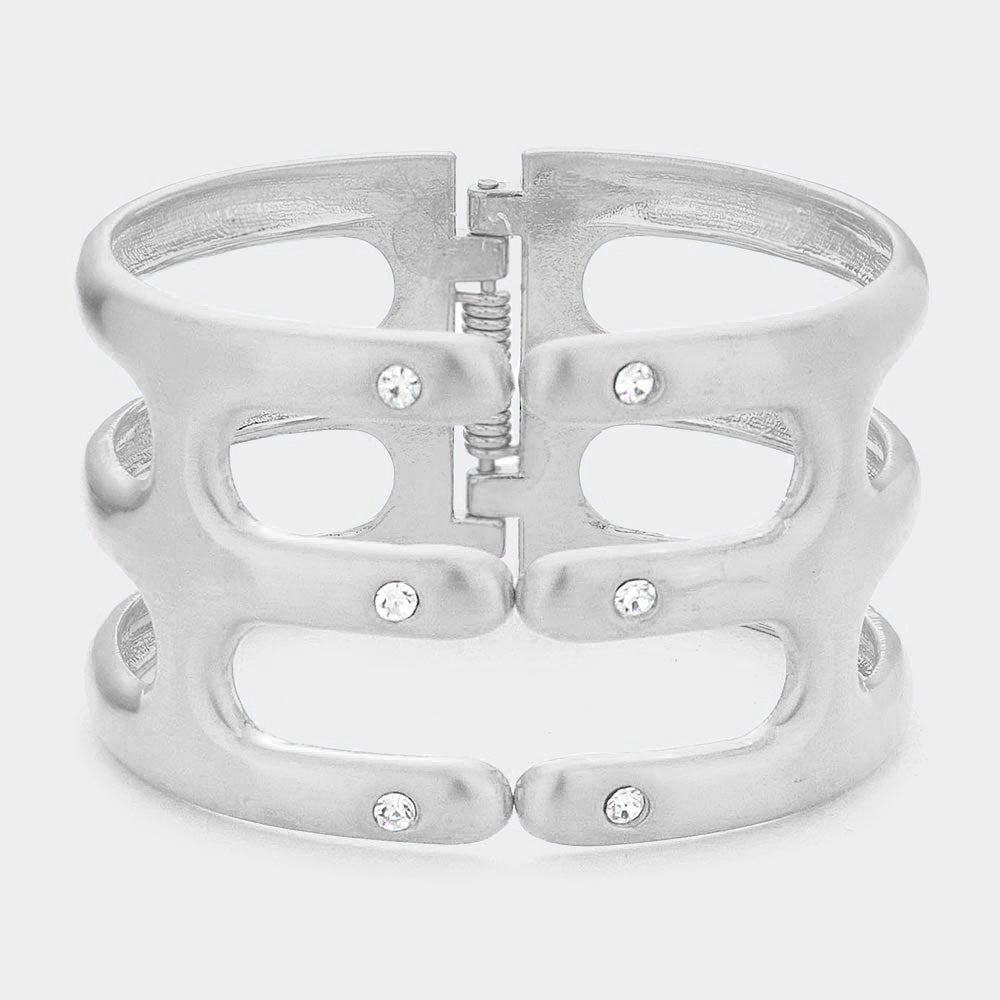 Madeline Love Matte Silver Hinged Metal Bracelet - Bracelets