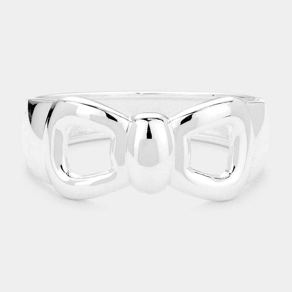 Madeline Love Rhodium Ribbon Metal Hinged Bracelet - Bracelets