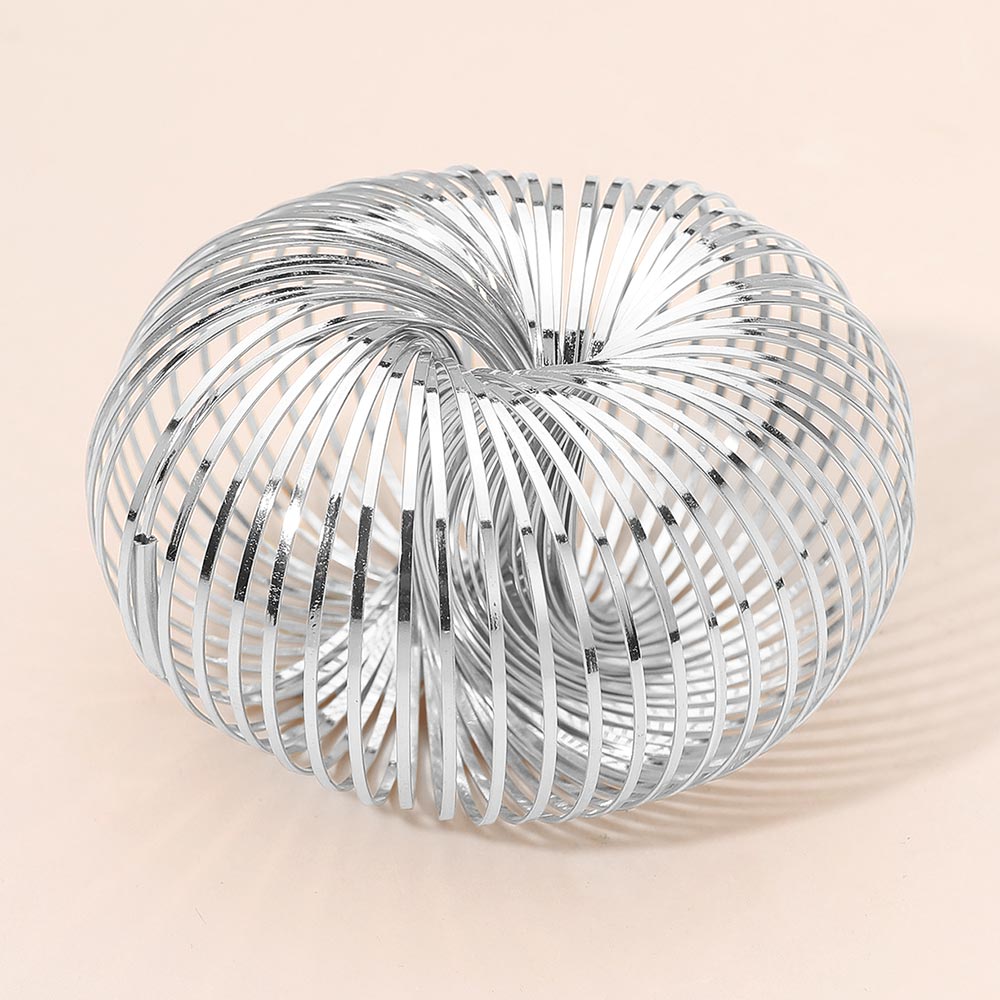Madeline Love Rhodium Modern Metal Cage Spiral Adjustable Statement Bracelet - Bracelets