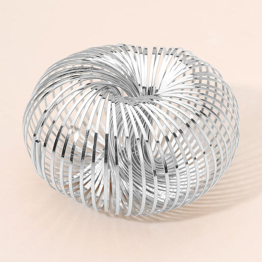 Madeline Love Rhodium Modern Metal Cage Spiral Adjustable Statement Bracelet - Bracelets