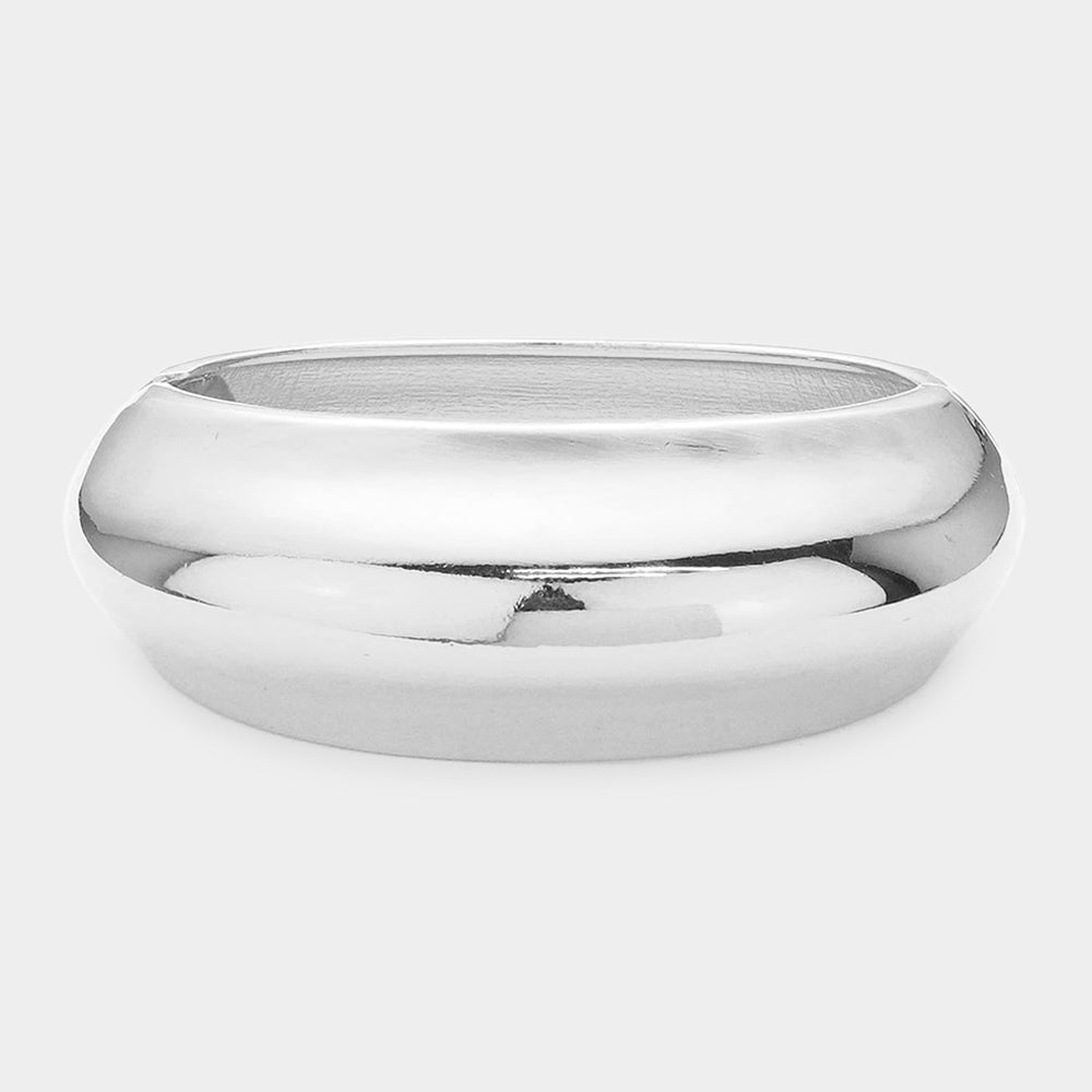 Madeline Love Rhodium Metal Bangle Hinged Bracelet - Bracelets
