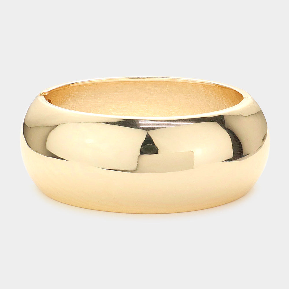 Madeline Love Gold Metal Bangle Hinged Bracelet - Bracelets