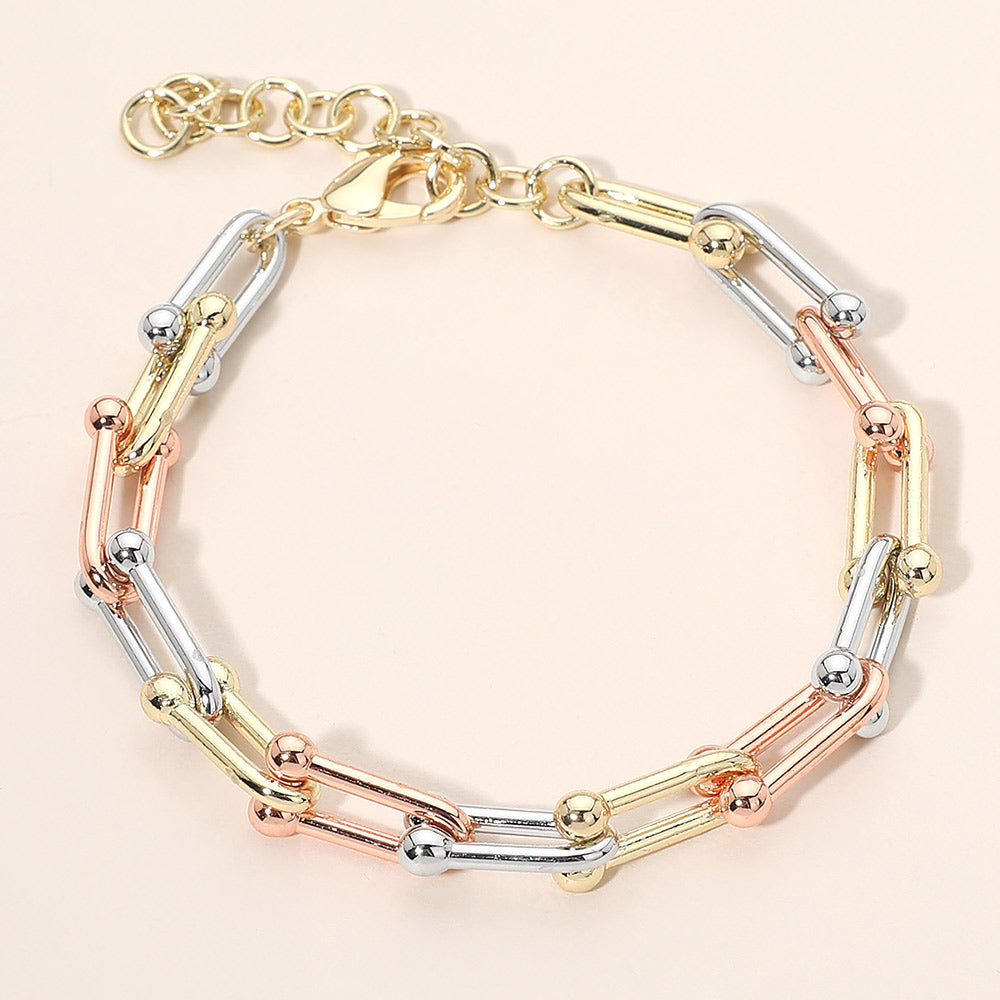 Madeline Love Three Tone Industrial Link Chain Bracelet
