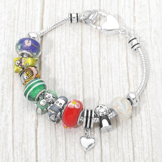 Madeline Love Antique Silver, Multi Multi Bead Cartoon Charm Bracelet - Bracelets