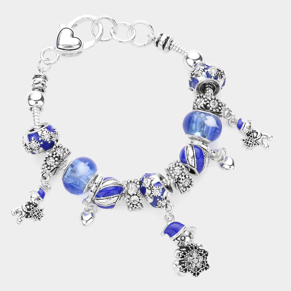 Blue Add a cute winter touch to your style with the Snowflake Bear Charm Multi Beaded Bracelet, featuring a charming bear pendant and shimmering seasonal beads. The multi-bead design creates a layered, stylish look while offering comfortable wear for holiday events or everyday winter fashion.