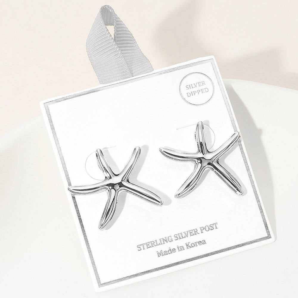 Madeline Love Rhodium Silver Dipped Starfish Earrings