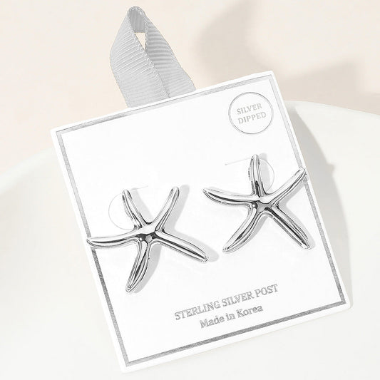 Madeline Love Rhodium Silver Dipped Starfish Earrings