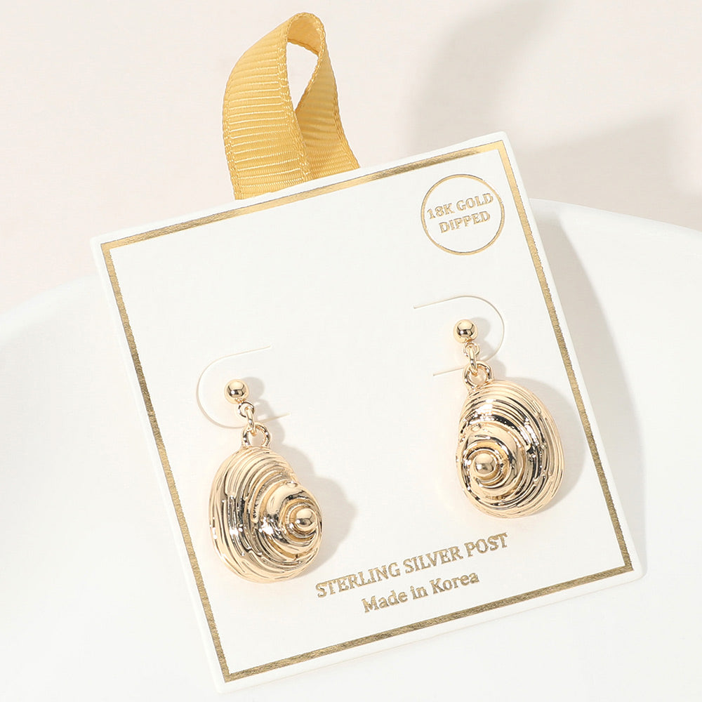 Madeline Love Gold 18K Gold Dipped Spiral Shell Drop Dangle Earrings