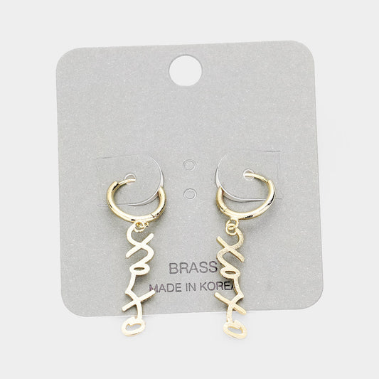 XOXO Brass Metal Huggie Earrings