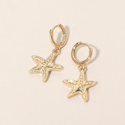 Madeline Love Gold Starfish Charm Drop Huggie Hoop Earrings