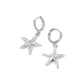 Madeline Love Rhodium Starfish Charm Drop Huggie Hoop Earrings - desc