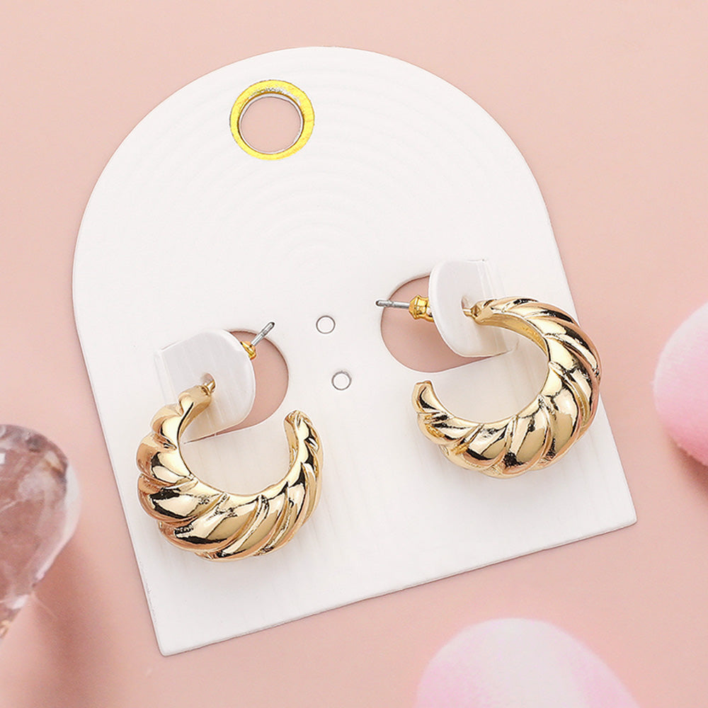 Madeline Love Gold Metal Croissant Hoop Earrings
