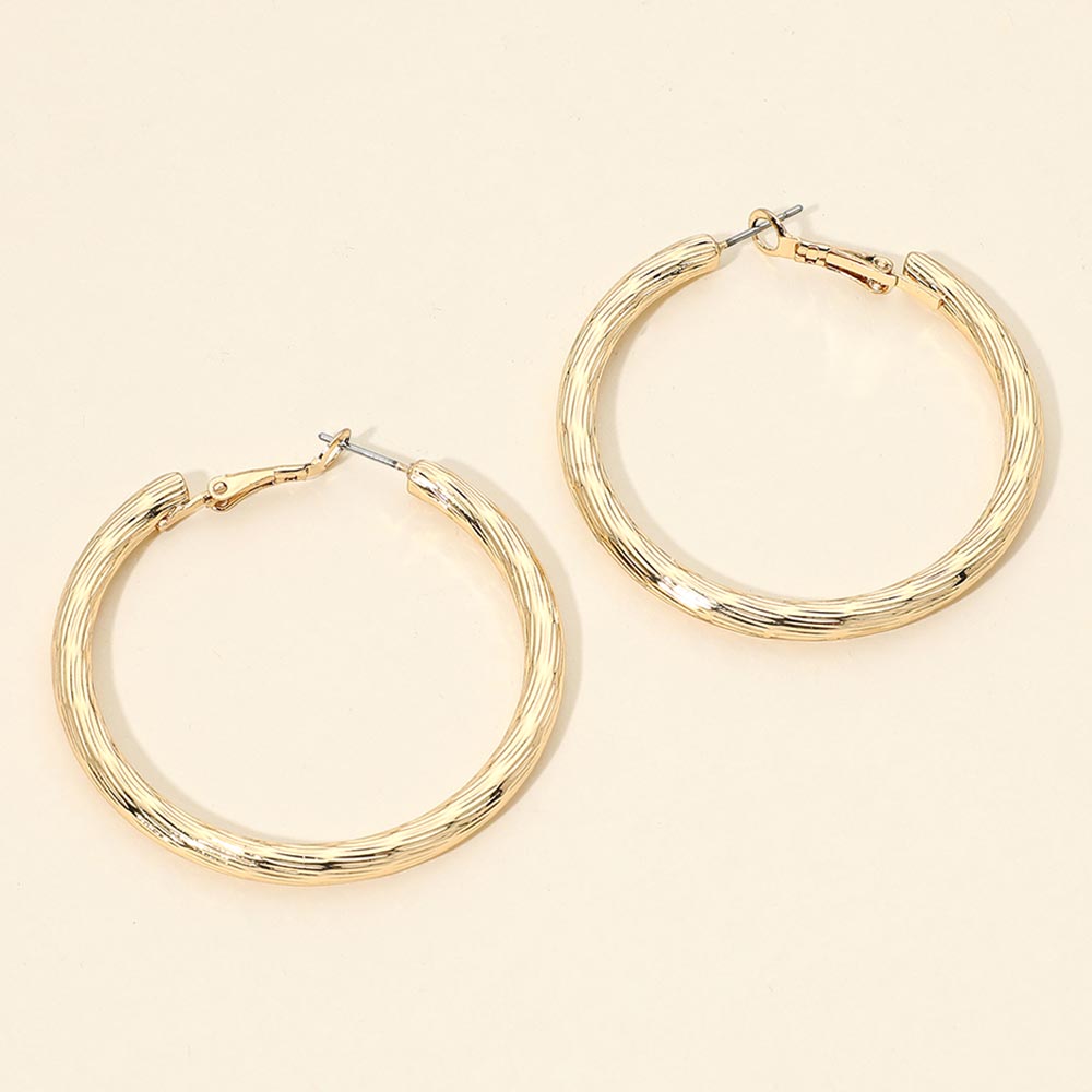 Madeline Love Gold Gold Dipped Textured Hoop Earrings