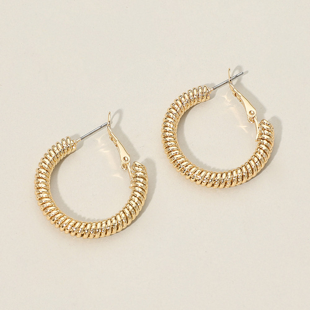 Madeline Love Gold Gold Dipped Coil-Texture Hoop Earrings