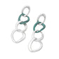 Madeline Love Patina Verdigris, Worn Silver Two Tone Metal Link Chain Drop Earrings - desc