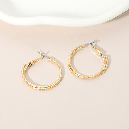 Madeline Love Gold Gold Dipped Textured Double Layered Hoop Earrings