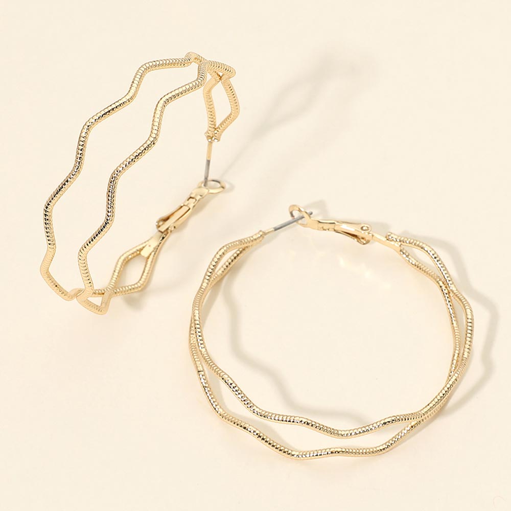 Madeline Love Gold Gold Dipped Sculptural Wavy Metal Hoop Earrings
