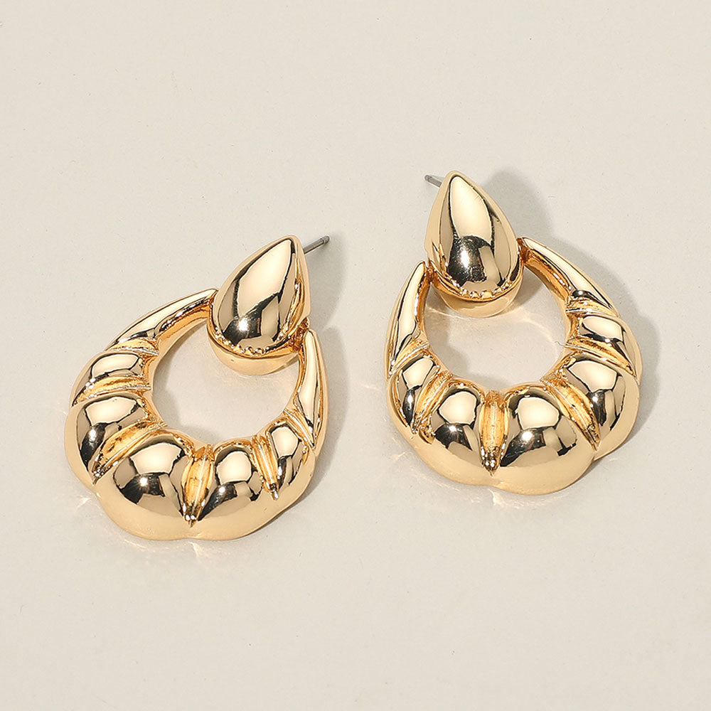 Madeline Love Gold Gold Dipped Textured Teardrop Door Knocker Earrings