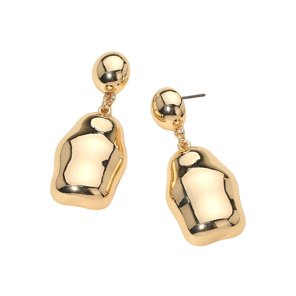 Madeline Love Gold Gold Dipped Abstract Pebble Drop Dangle Earrings - desc