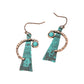 Madeline Love Copper Burnished, Patina Verdigris Turquoise Stone Accent Abstract Textured Metal Drop Earrings - desc