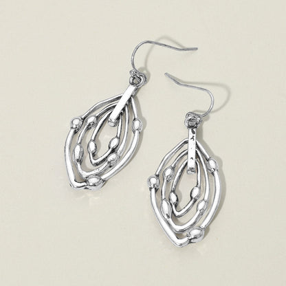 Madeline Love Silver Burnished Metal Layered Teardrop Drop Earrings