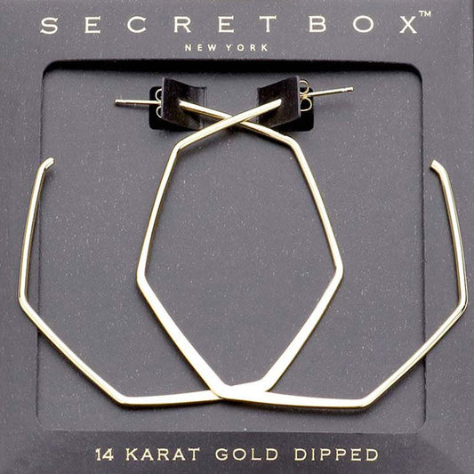 Madeline Love Gold _ 14K Gold Dipped Metal Angled Hoop Earrings